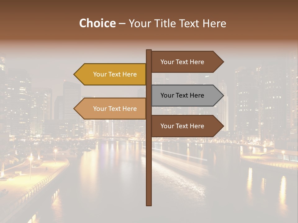 A City Skyline At Night With A River In The Foreground PowerPoint Template