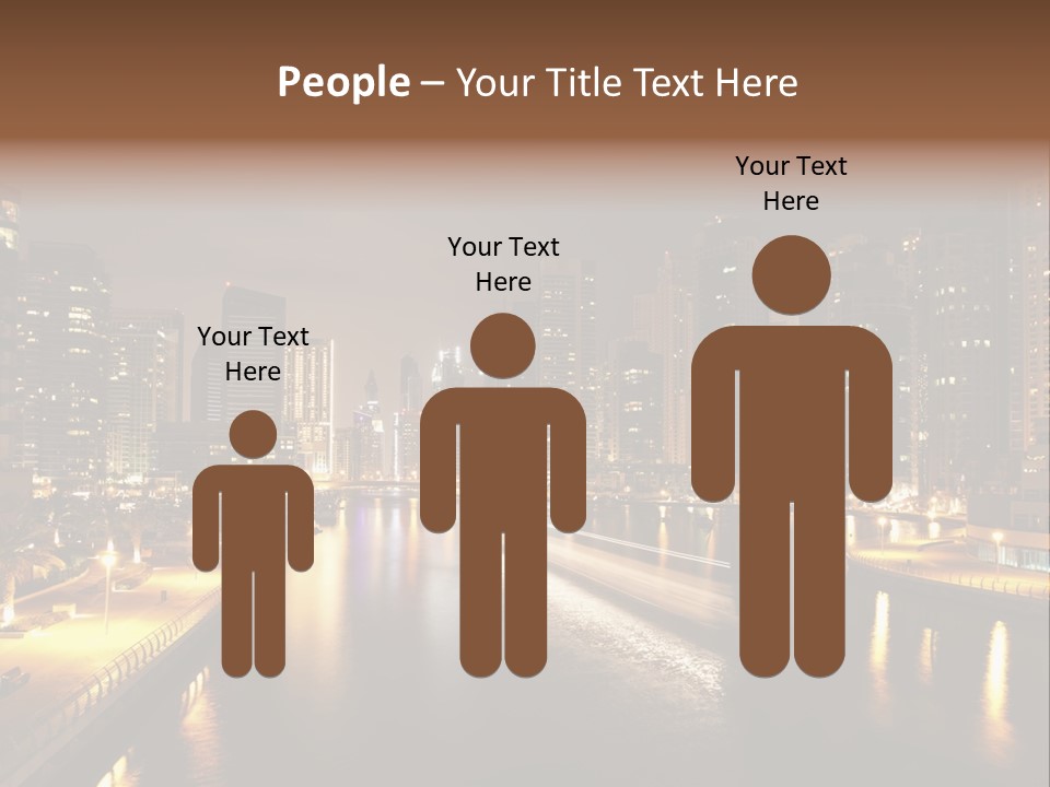 A City Skyline At Night With A River In The Foreground PowerPoint Template