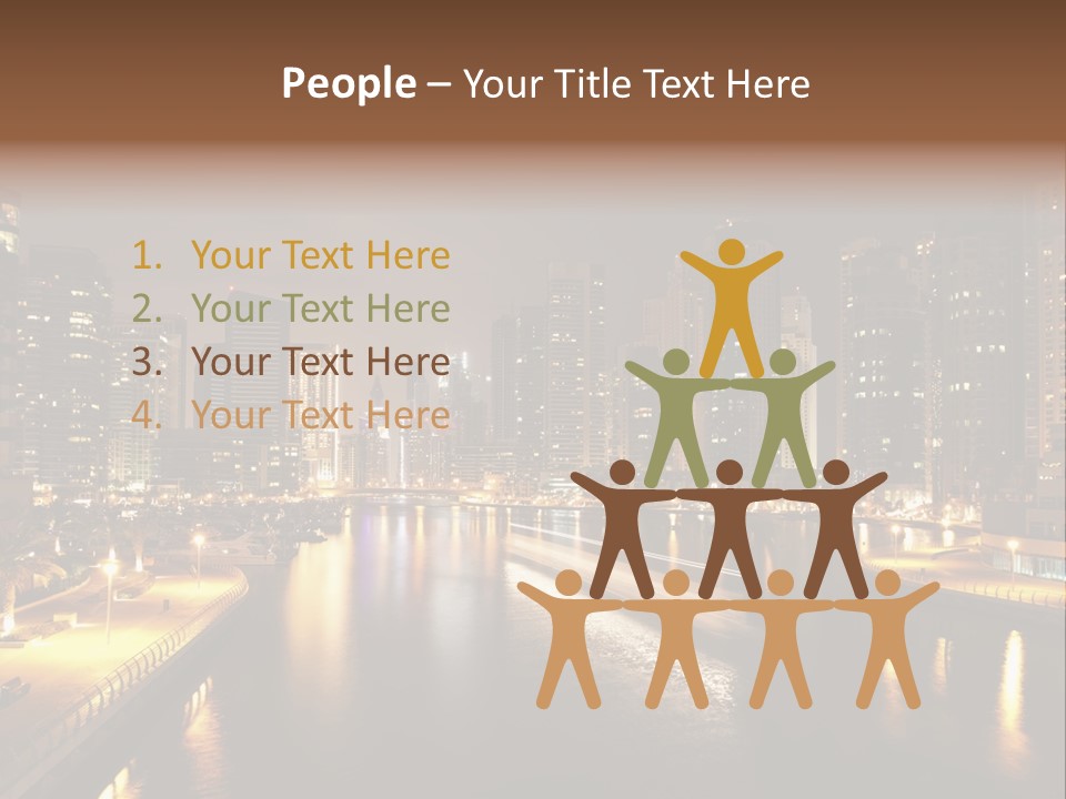 A City Skyline At Night With A River In The Foreground PowerPoint Template