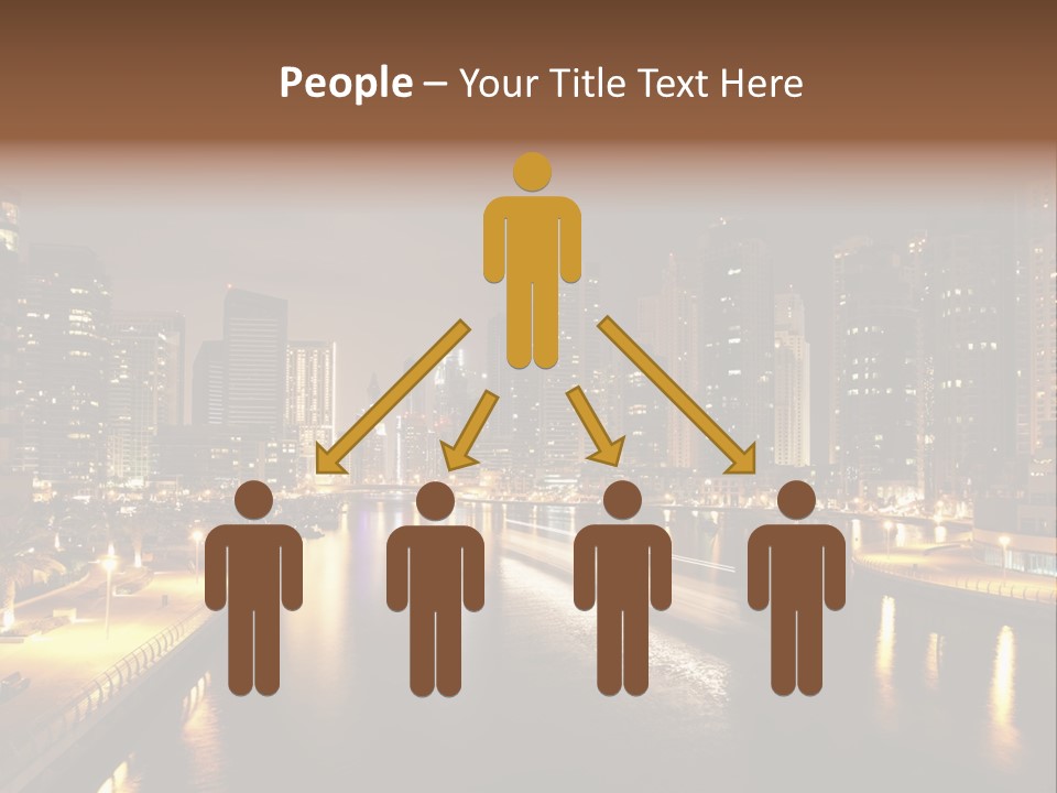 A City Skyline At Night With A River In The Foreground PowerPoint Template