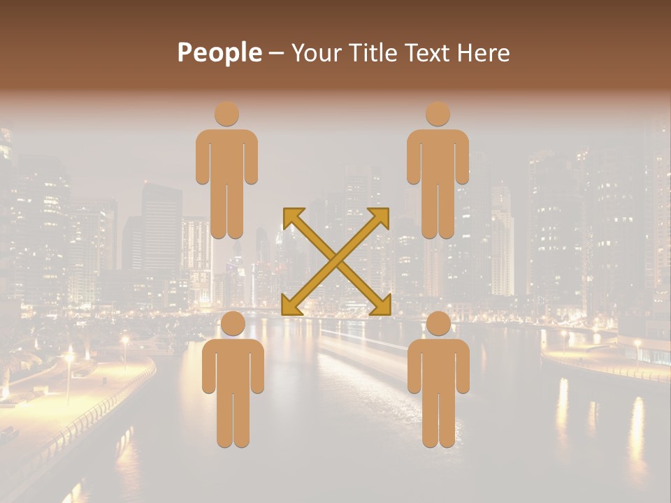 A City Skyline At Night With A River In The Foreground PowerPoint Template