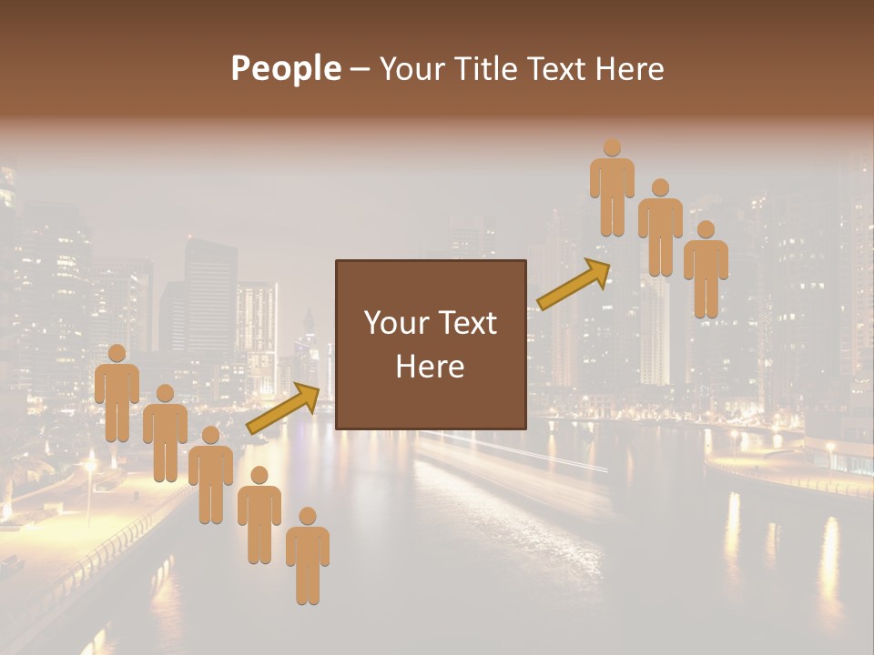 A City Skyline At Night With A River In The Foreground PowerPoint Template