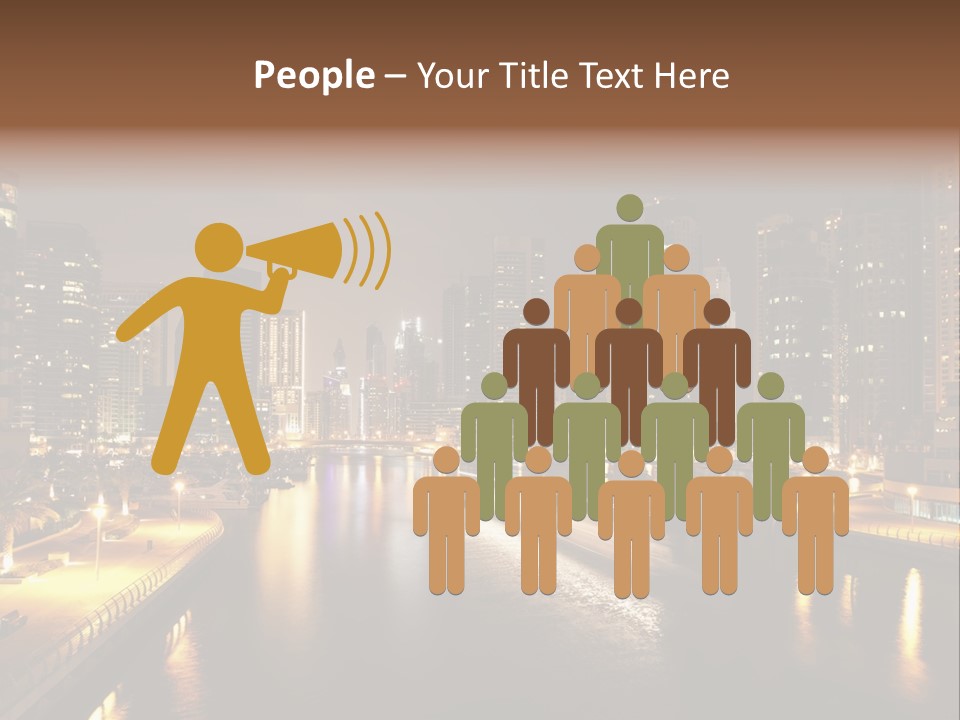 A City Skyline At Night With A River In The Foreground PowerPoint Template