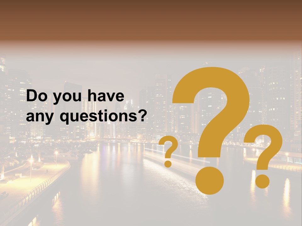 A City Skyline At Night With A River In The Foreground PowerPoint Template