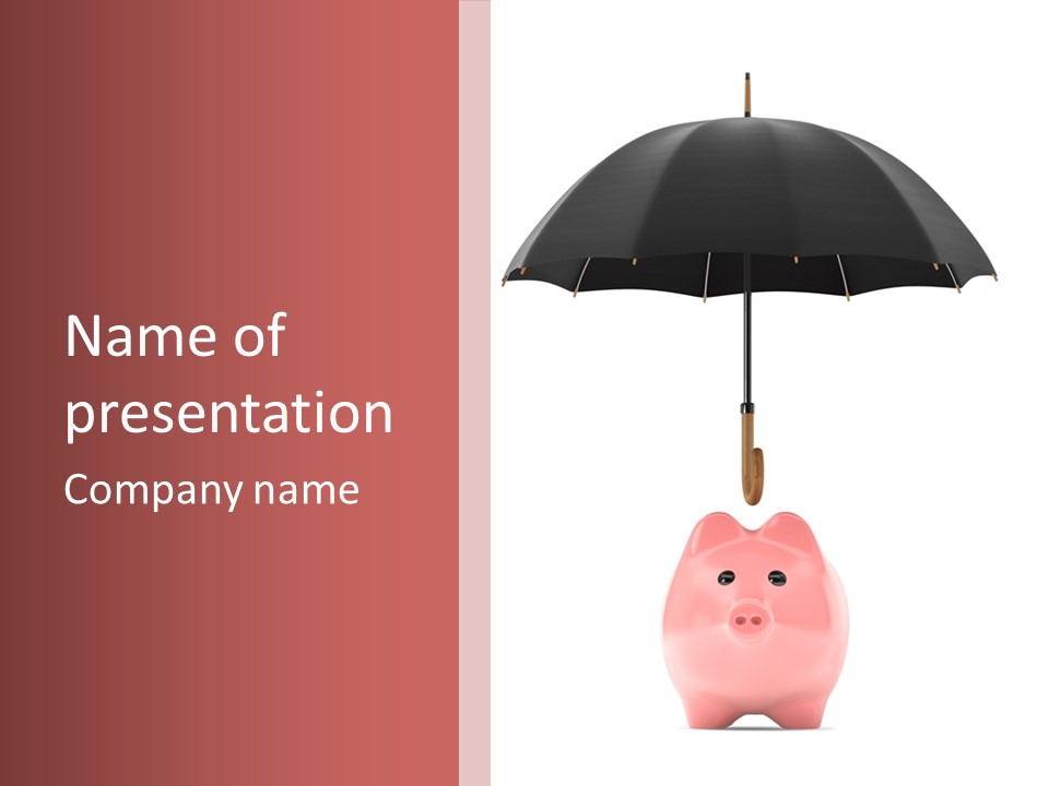A Piggy Bank With A Black Umbrella On Top Of It PowerPoint Template