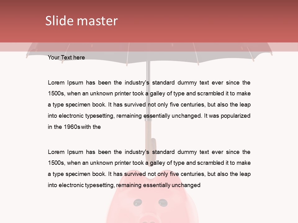 A Piggy Bank With A Black Umbrella On Top Of It PowerPoint Template