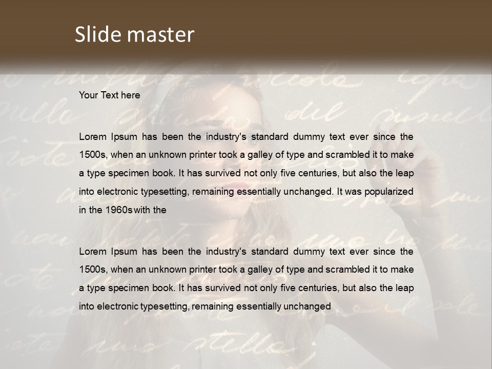 A Woman Writing On A Wall With Words In The Background PowerPoint Template