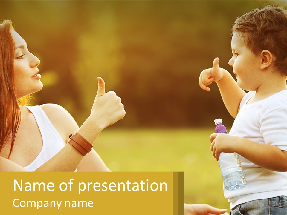 A Woman Holding A Baby And A Bottle Of Water PowerPoint Template
