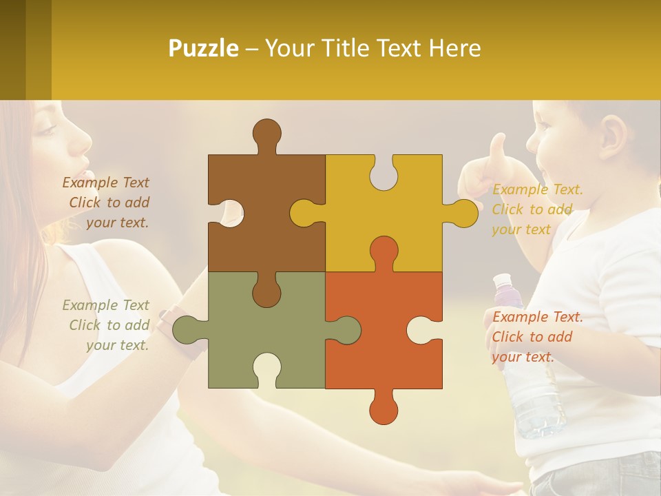 A Woman Holding A Baby And A Bottle Of Water PowerPoint Template