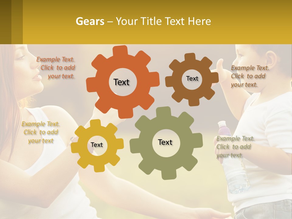 A Woman Holding A Baby And A Bottle Of Water PowerPoint Template