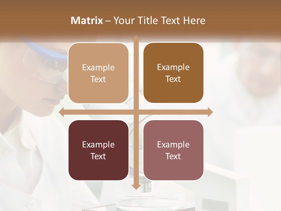 A Woman Looking Through A Microscope With A Man In The Background PowerPoint Template