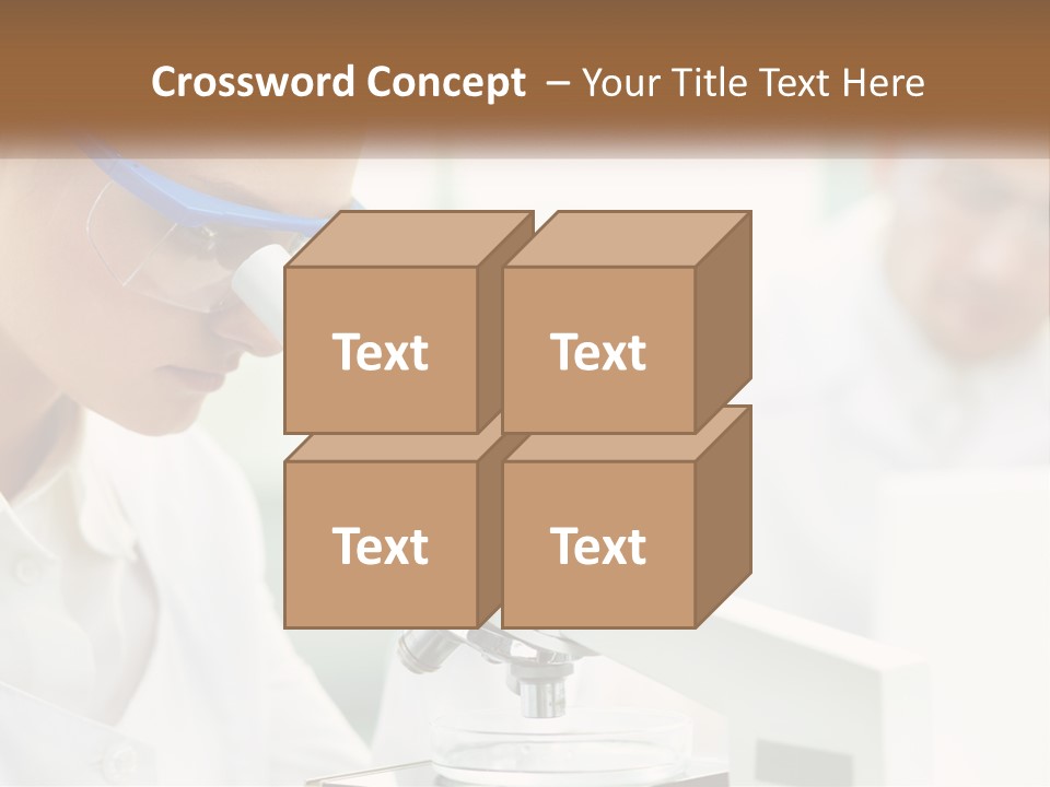 A Woman Looking Through A Microscope With A Man In The Background PowerPoint Template