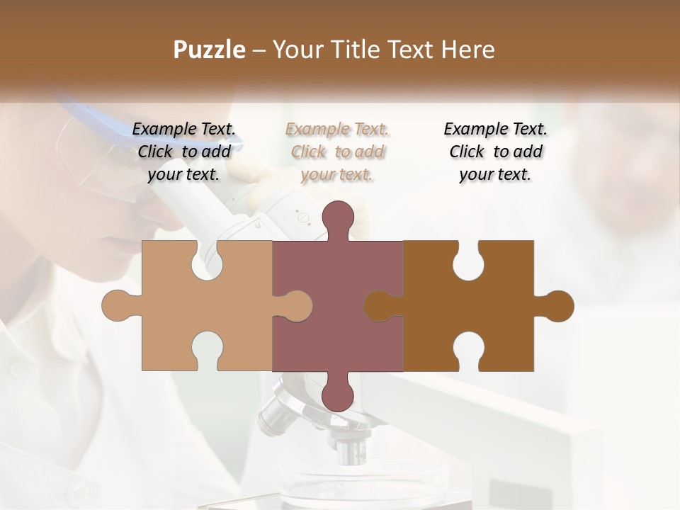 A Woman Looking Through A Microscope With A Man In The Background PowerPoint Template