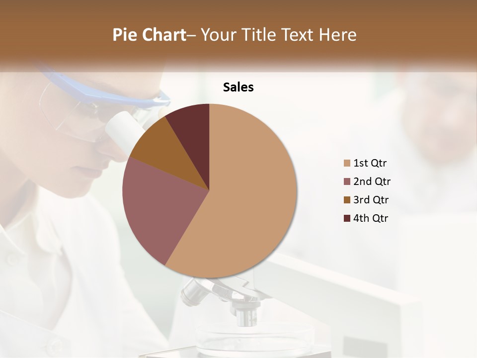 A Woman Looking Through A Microscope With A Man In The Background PowerPoint Template