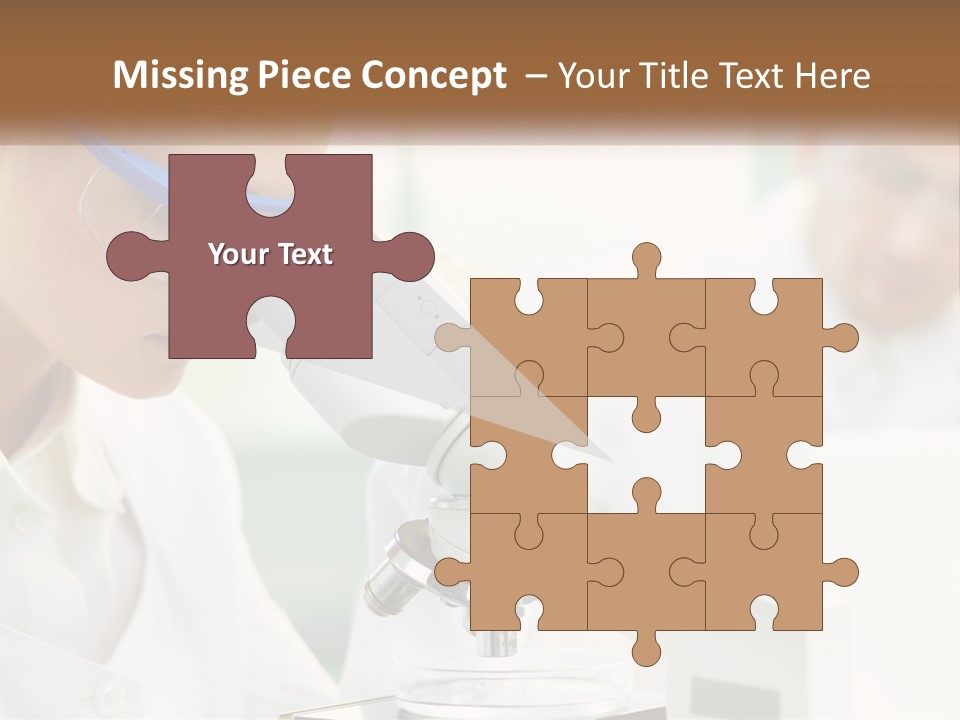 A Woman Looking Through A Microscope With A Man In The Background PowerPoint Template