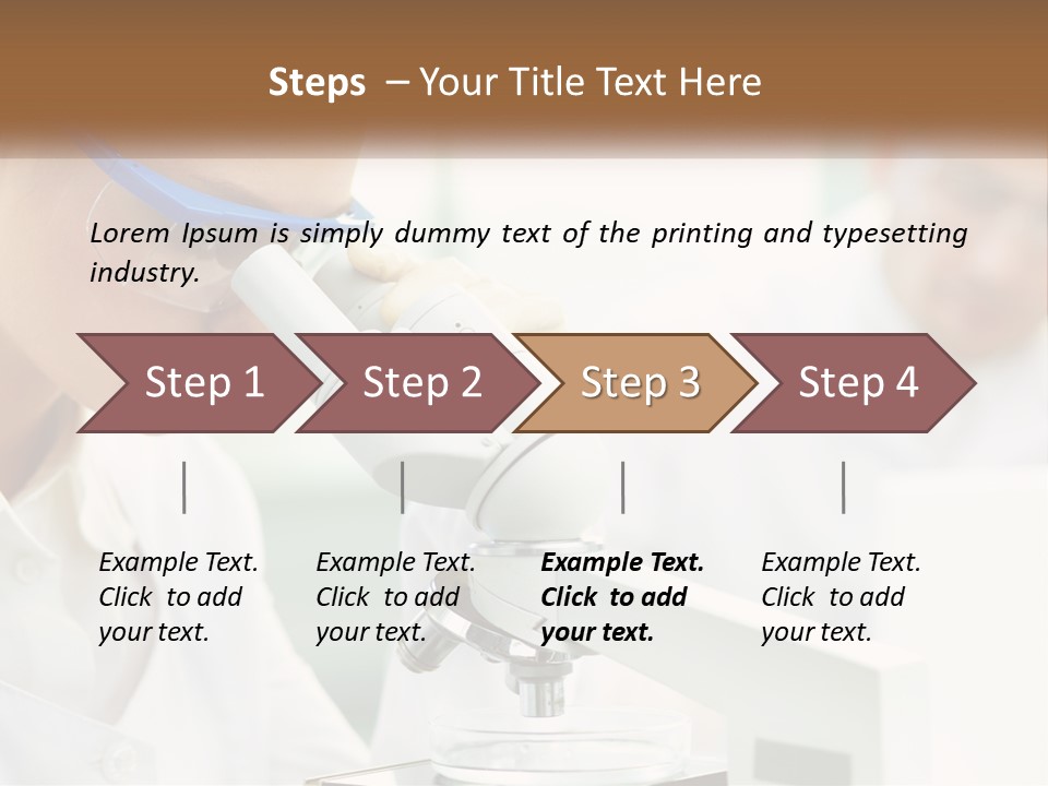 A Woman Looking Through A Microscope With A Man In The Background PowerPoint Template