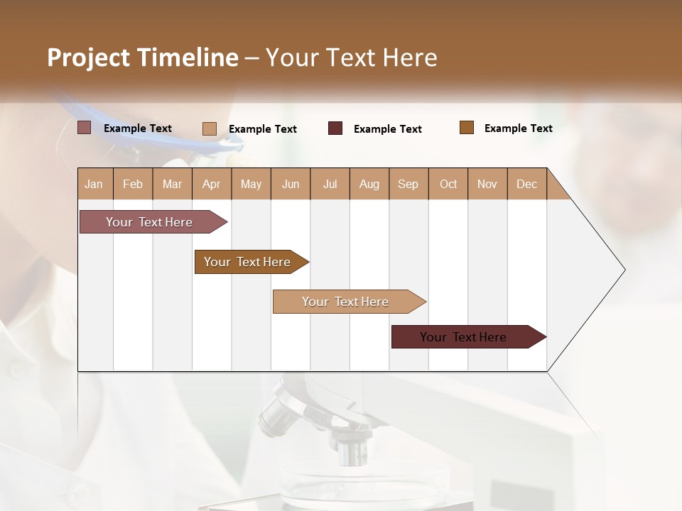 A Woman Looking Through A Microscope With A Man In The Background PowerPoint Template