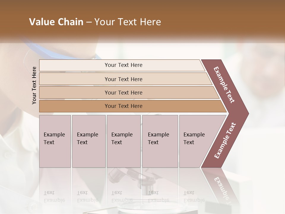 A Woman Looking Through A Microscope With A Man In The Background PowerPoint Template