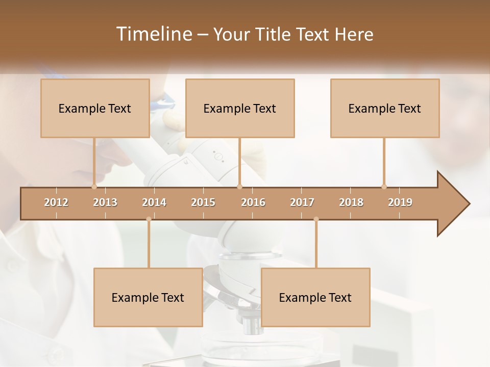 A Woman Looking Through A Microscope With A Man In The Background PowerPoint Template