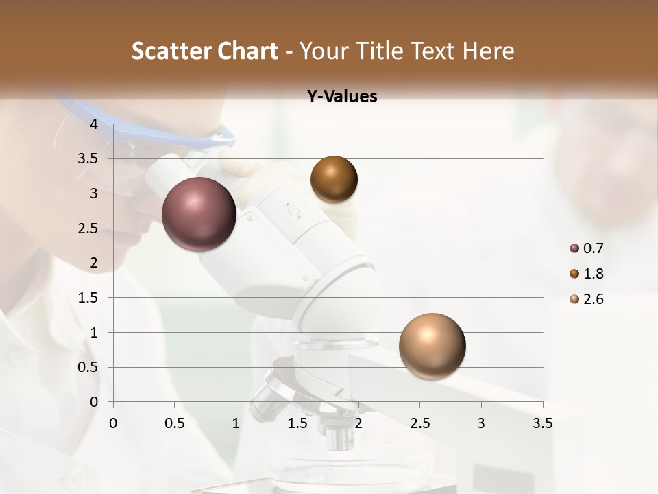 A Woman Looking Through A Microscope With A Man In The Background PowerPoint Template