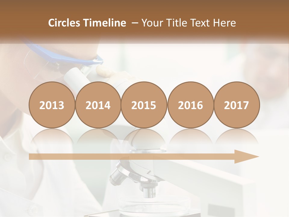 A Woman Looking Through A Microscope With A Man In The Background PowerPoint Template