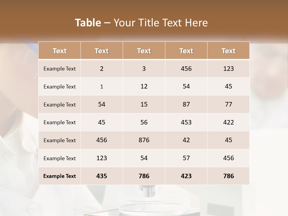 A Woman Looking Through A Microscope With A Man In The Background PowerPoint Template