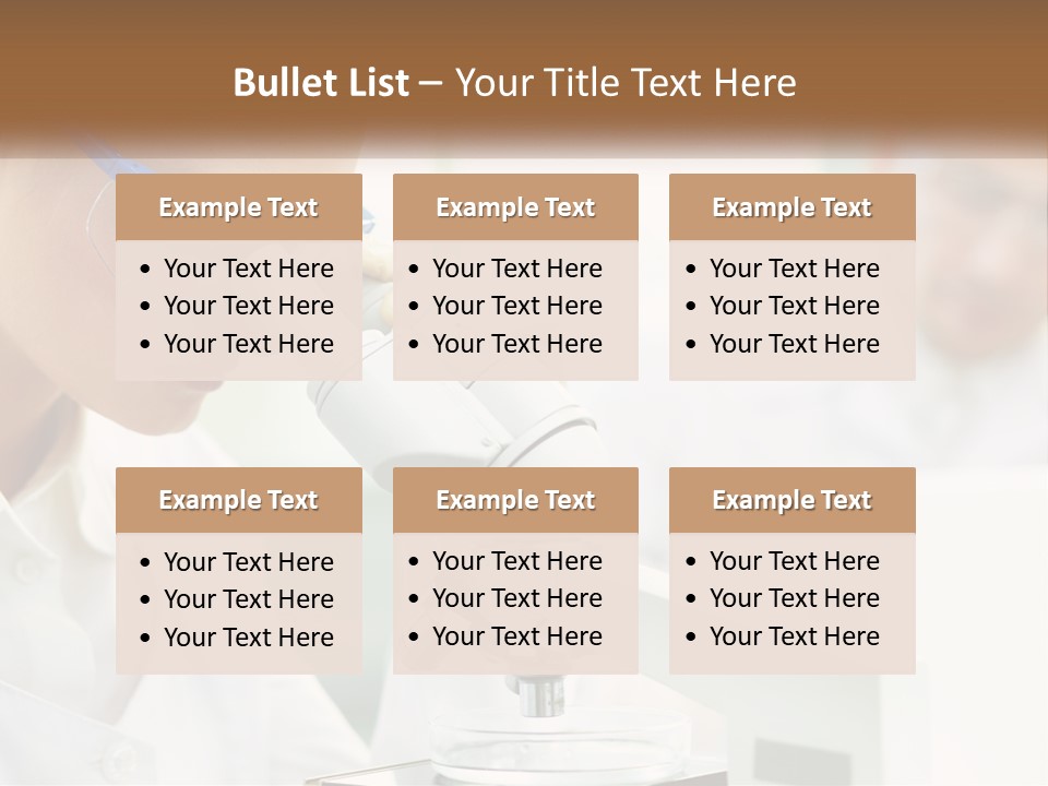 A Woman Looking Through A Microscope With A Man In The Background PowerPoint Template
