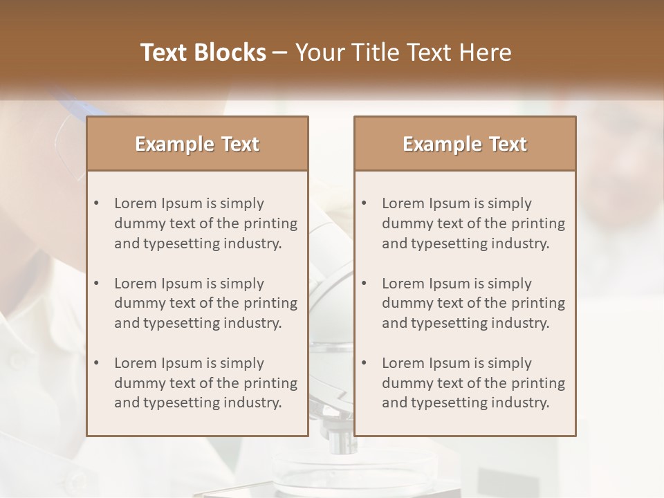 A Woman Looking Through A Microscope With A Man In The Background PowerPoint Template