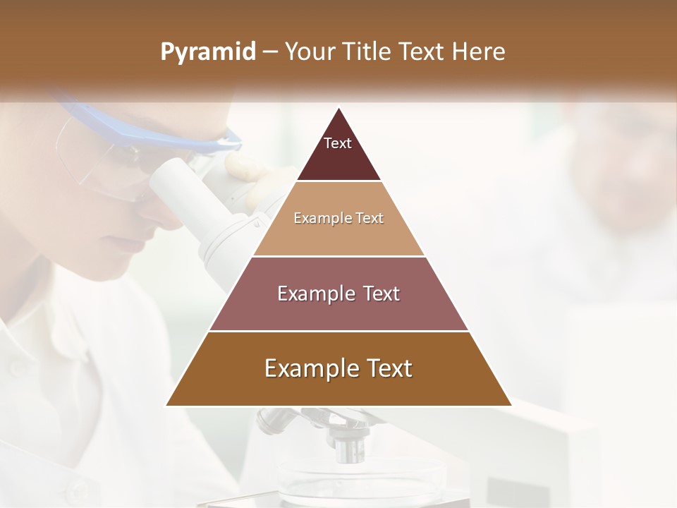 A Woman Looking Through A Microscope With A Man In The Background PowerPoint Template