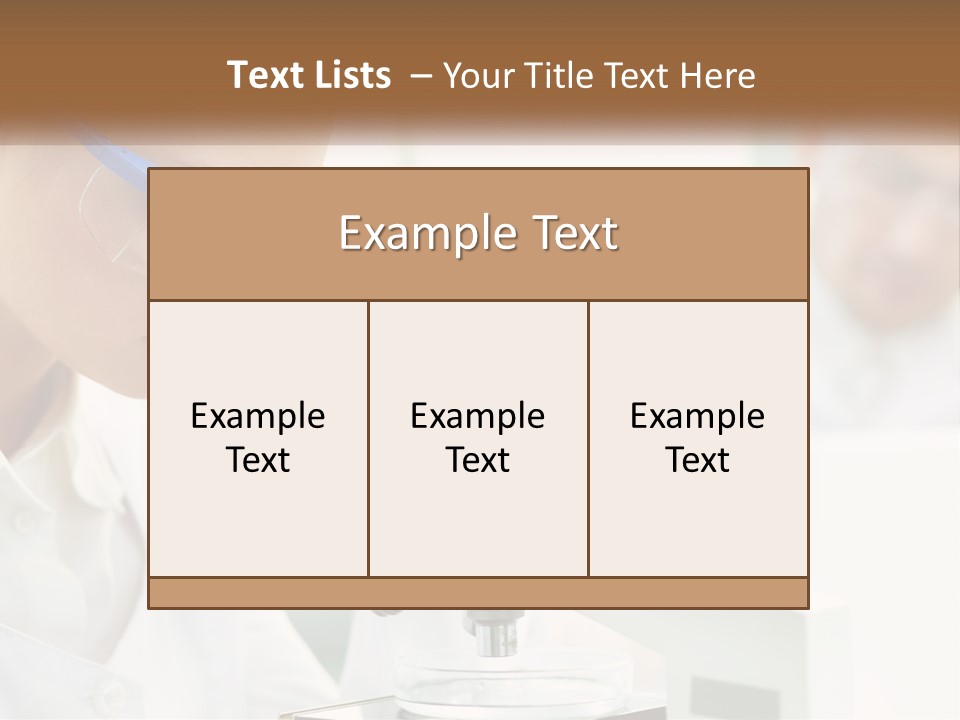 A Woman Looking Through A Microscope With A Man In The Background PowerPoint Template