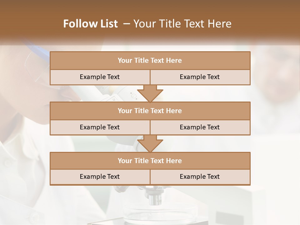 A Woman Looking Through A Microscope With A Man In The Background PowerPoint Template