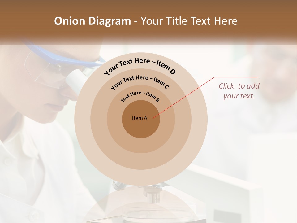 A Woman Looking Through A Microscope With A Man In The Background PowerPoint Template