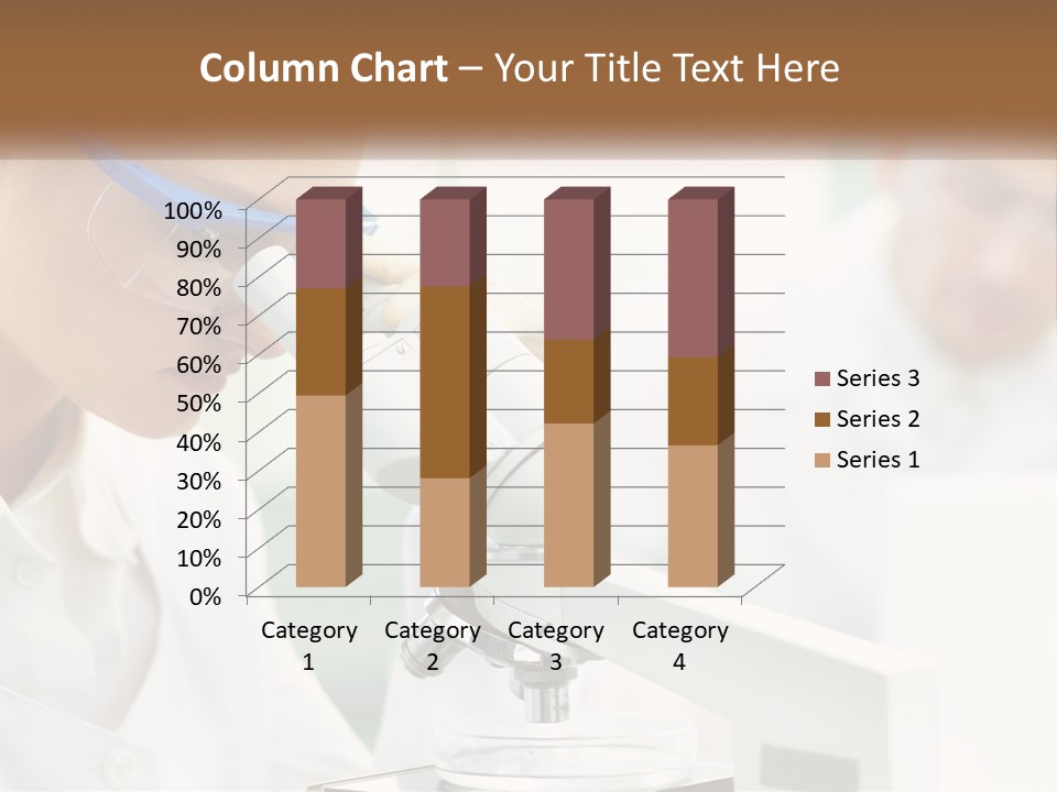 A Woman Looking Through A Microscope With A Man In The Background PowerPoint Template