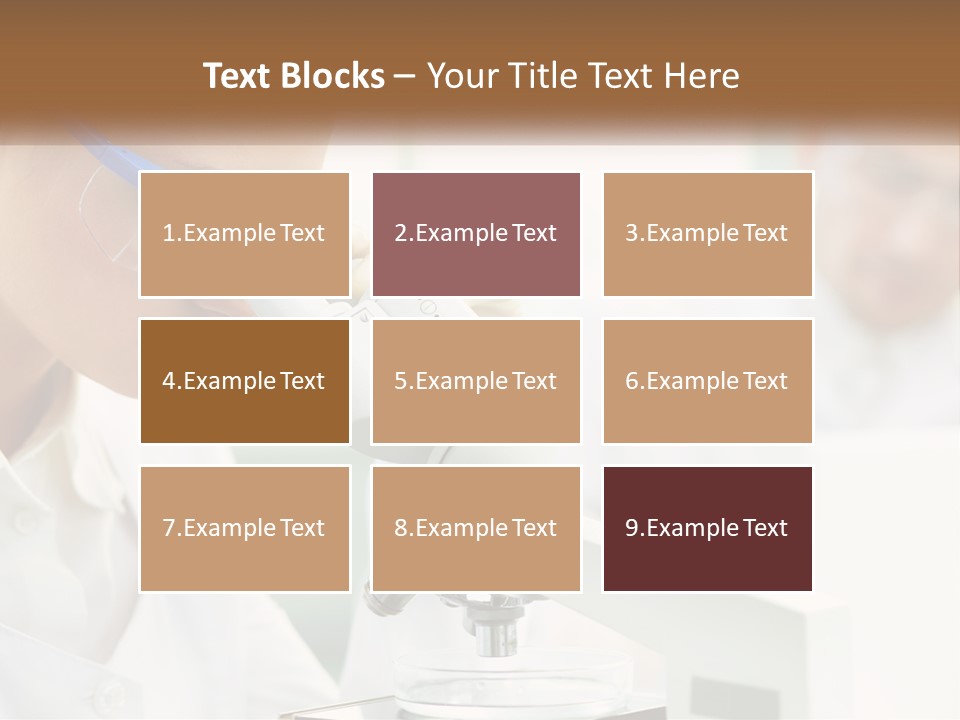 A Woman Looking Through A Microscope With A Man In The Background PowerPoint Template
