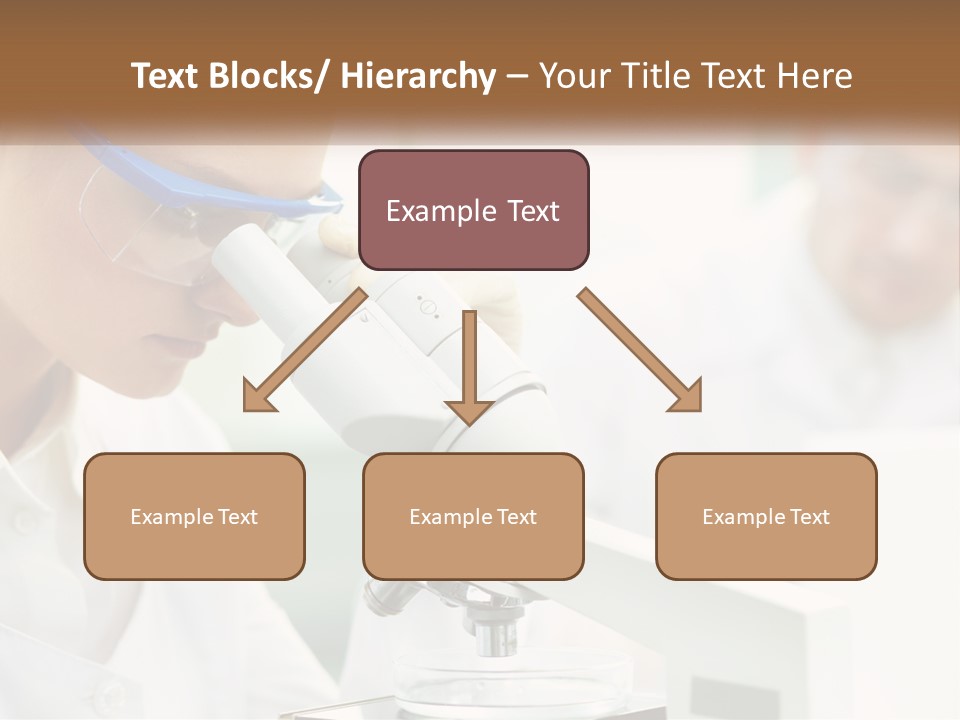 A Woman Looking Through A Microscope With A Man In The Background PowerPoint Template