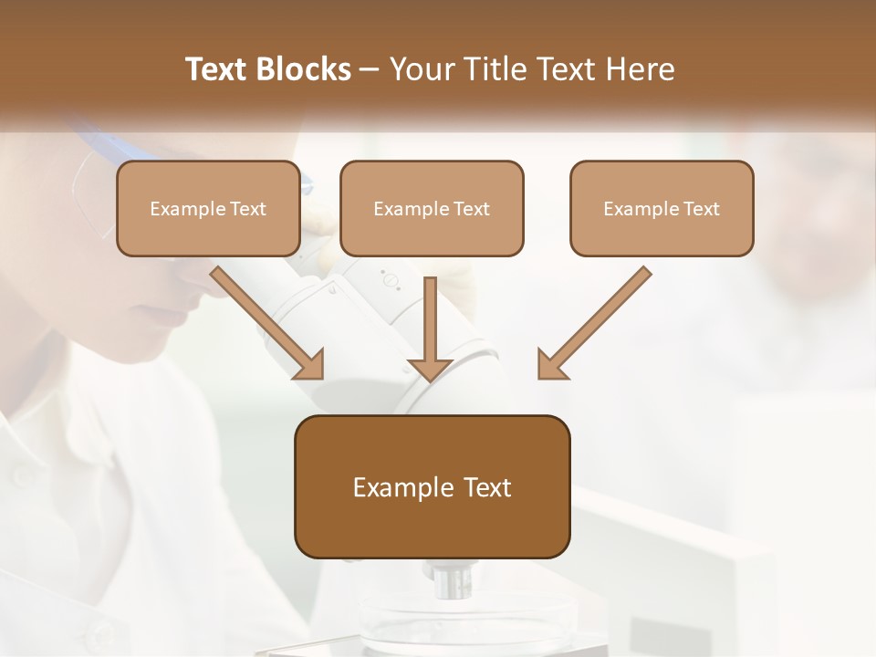A Woman Looking Through A Microscope With A Man In The Background PowerPoint Template