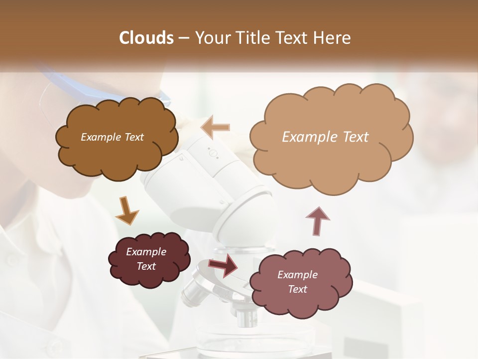 A Woman Looking Through A Microscope With A Man In The Background PowerPoint Template