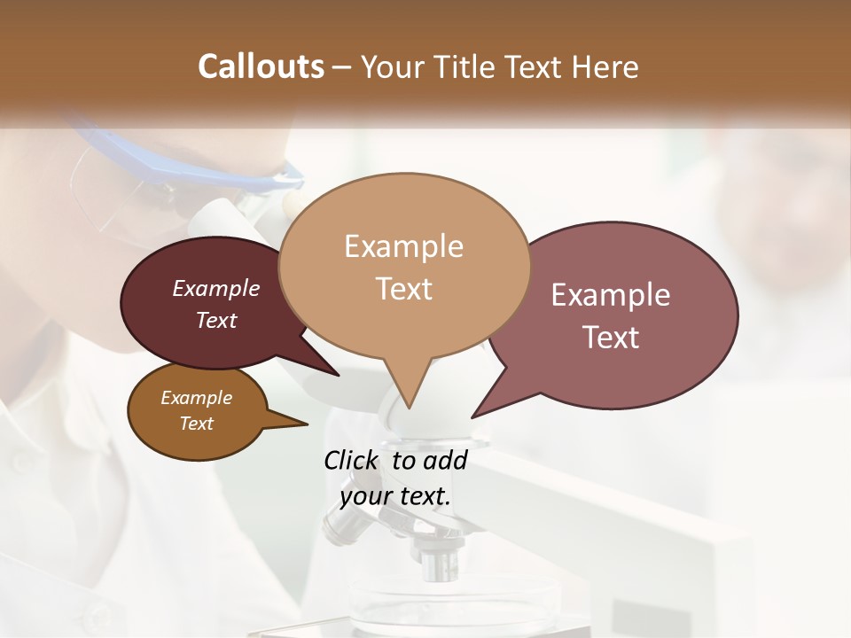 A Woman Looking Through A Microscope With A Man In The Background PowerPoint Template