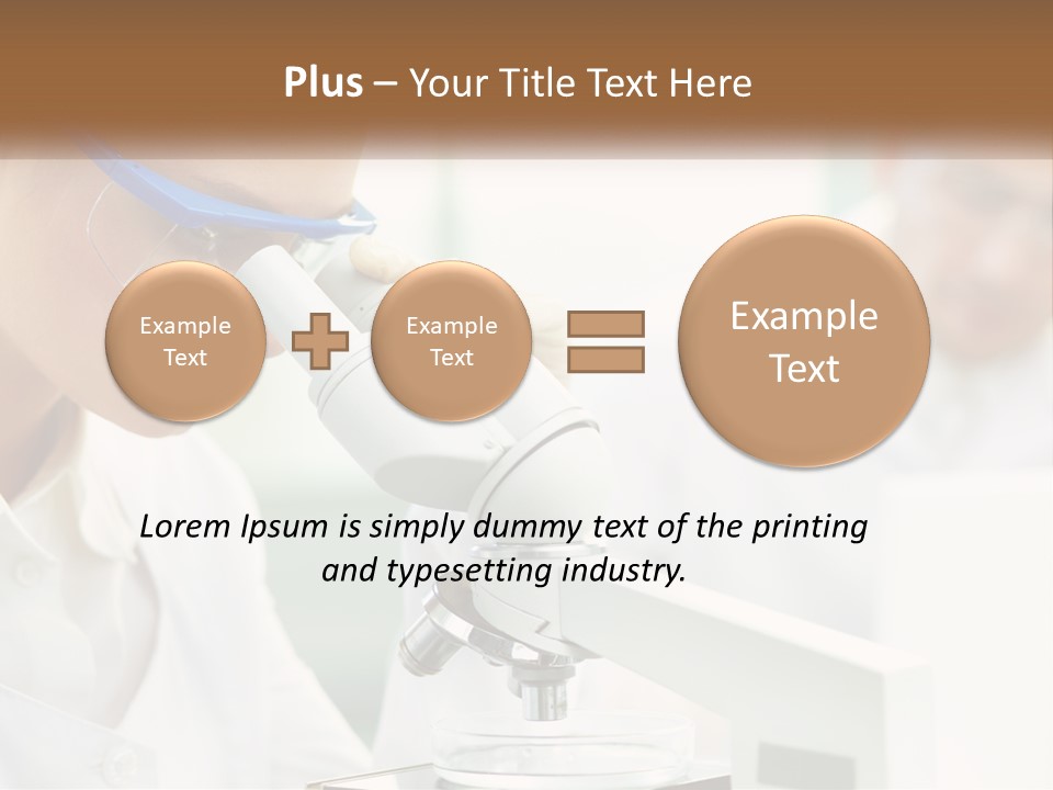 A Woman Looking Through A Microscope With A Man In The Background PowerPoint Template