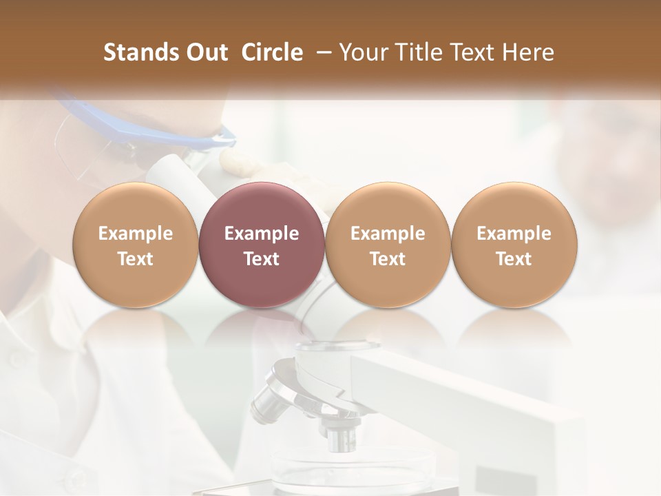 A Woman Looking Through A Microscope With A Man In The Background PowerPoint Template