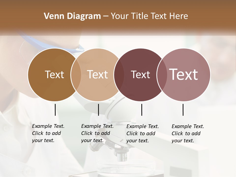 A Woman Looking Through A Microscope With A Man In The Background PowerPoint Template