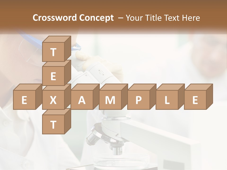 A Woman Looking Through A Microscope With A Man In The Background PowerPoint Template