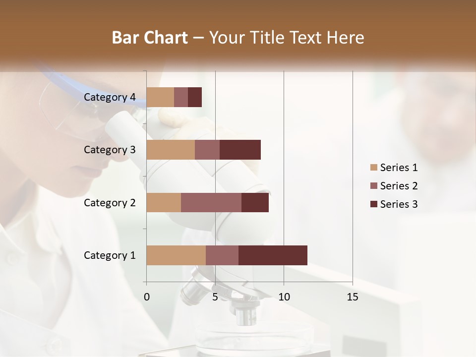 A Woman Looking Through A Microscope With A Man In The Background PowerPoint Template