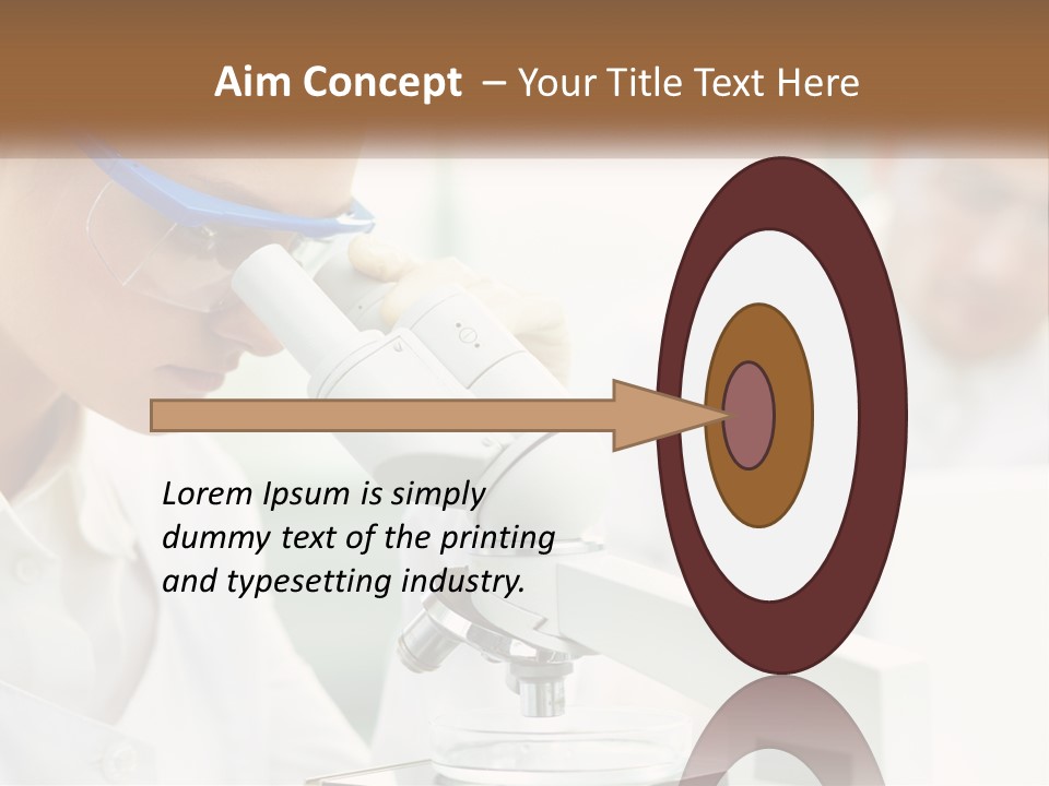 A Woman Looking Through A Microscope With A Man In The Background PowerPoint Template