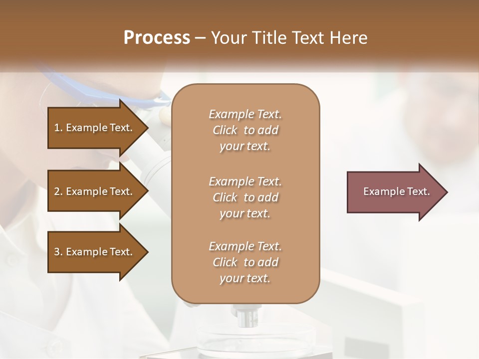 A Woman Looking Through A Microscope With A Man In The Background PowerPoint Template