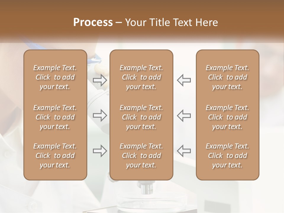 A Woman Looking Through A Microscope With A Man In The Background PowerPoint Template
