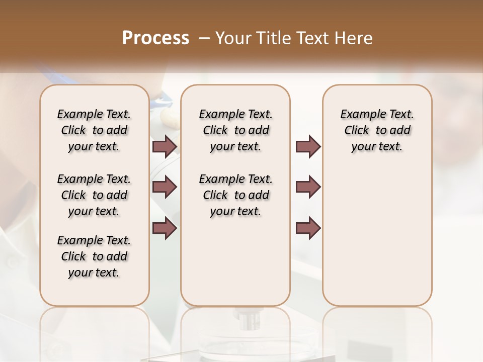 A Woman Looking Through A Microscope With A Man In The Background PowerPoint Template