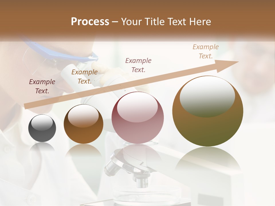 A Woman Looking Through A Microscope With A Man In The Background PowerPoint Template