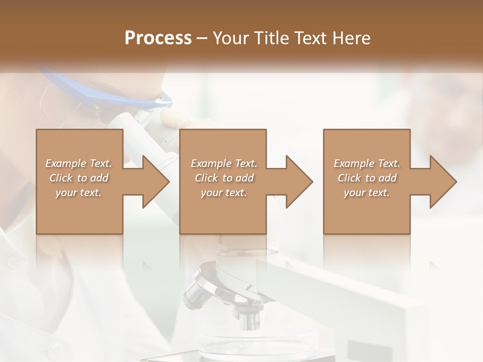 A Woman Looking Through A Microscope With A Man In The Background PowerPoint Template