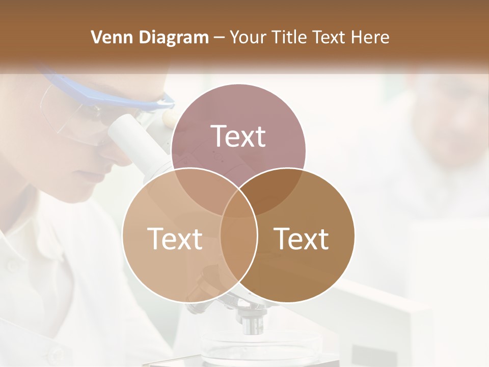 A Woman Looking Through A Microscope With A Man In The Background PowerPoint Template